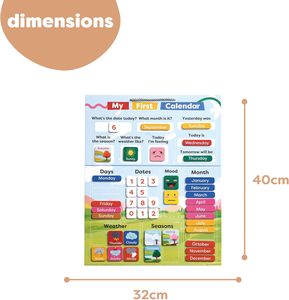 Days of the Week & Weather Learning Chart-40X32cm、磁気ハンギングループ付き子供向けの私の最初のカレンダー - Product Image 1