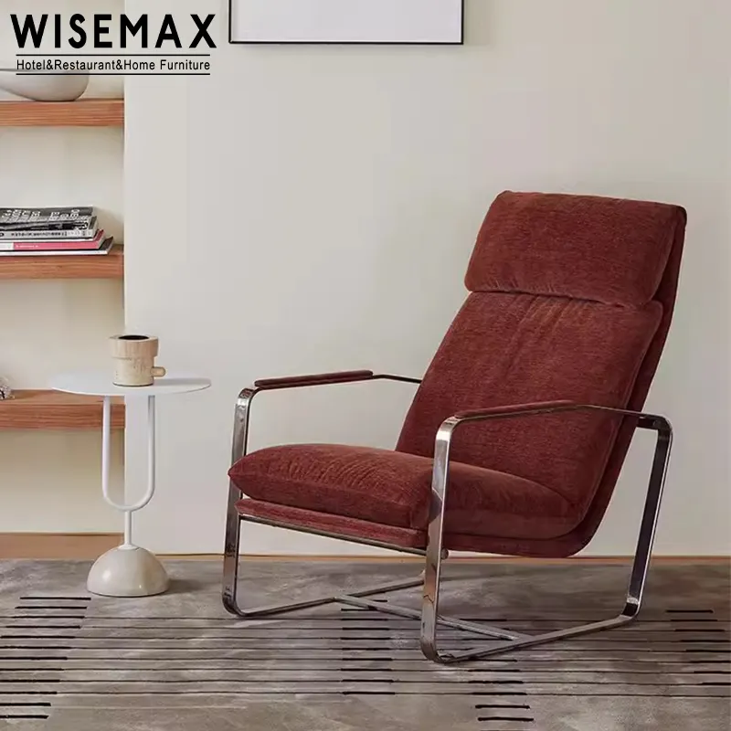 Wisemax poltrona de balanço para sala de estar, sofá vintage de meados do século, tecido cromado, cadeira de lazer única