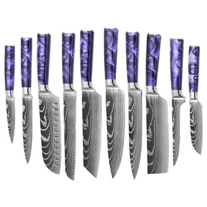 Bộ dao Santoku bằng thép không gỉ Damascus, cán nhựa, dành cho đầu bếp phương Tây - Đồ dùng nhà bếp cần thiết - Product Image 5