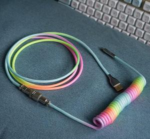 Cable de teclado para juegos USB en espiral personalizado C 5,9 FT/1,8 m con piloto de Metal desmontable para teclado mecánico para juegos, ratón, teléfono (Ra - Product Image 6