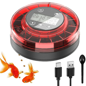 水族館用自動魚フィーダータイマー付き自動フードディスペンサーLCDディスプレイ付き充電式タイマーフィーダー - Product Image 1