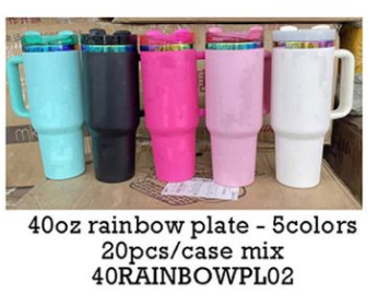 Mixed 5 colors 40oz rainbow plated