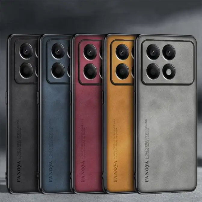 Capa de couro de pele de carneiro luxuosa para o celular Xiaomi 14 13T Pro capa traseira para Redmi Note 13 Pro Plus Redmi 13C 12C Fundas Capa