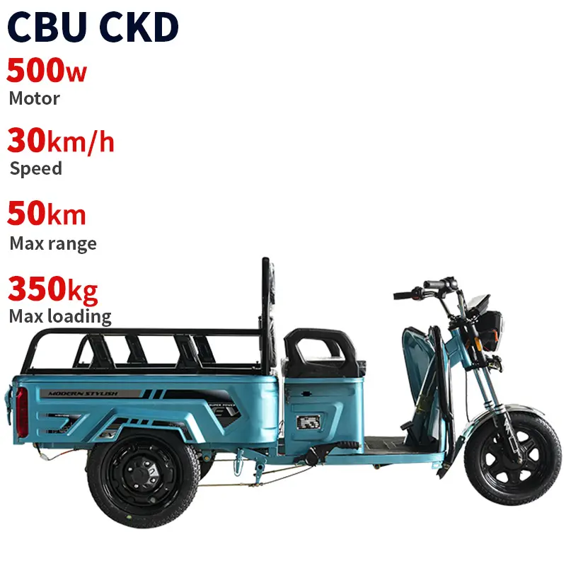 CKD 120series 500W 30H power 30km/h speed 50km endurance 350kg max load electric bike adult electric tricycle from china