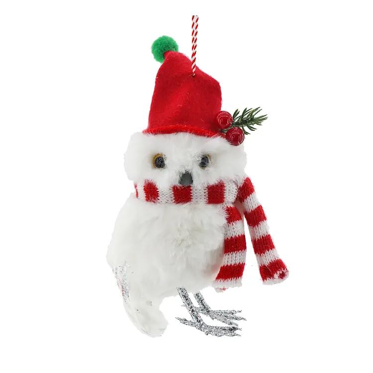 卸売ホット販売雪だるまプラスチックパインニードルハットネックレスペンダント布フォームクリスマスソックスホワイトスノーボール