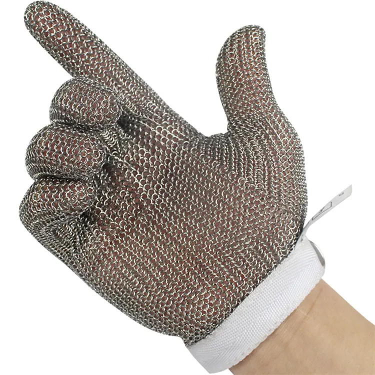 Guantes de malla de alambre de acero inoxidable Guantes resistentes a cortes Precio competitivo Guantes de carnicero Chianmail