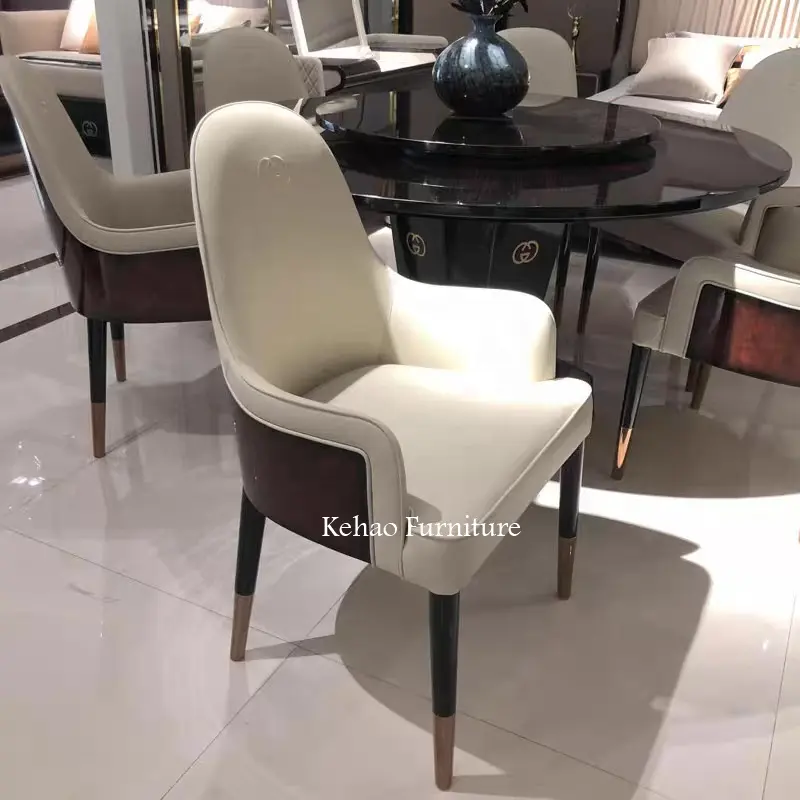 Tavolo da pranzo bianco in pelle di Design moderno europeo di lusso personalizzato Set 4 sedie 6 sedie poltrona accento sedie da pranzo mobili per la casa