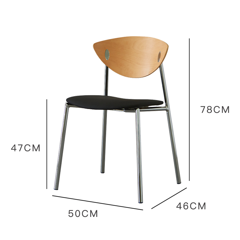 Natural wood back + black microfiber cushion