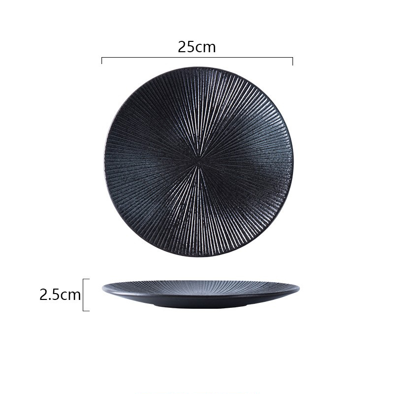 Plato rayado de 10 pulgadas, negro B (negro brillante)