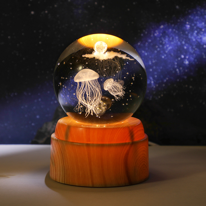 Jellyfish + Wood Grain Rotating Base
