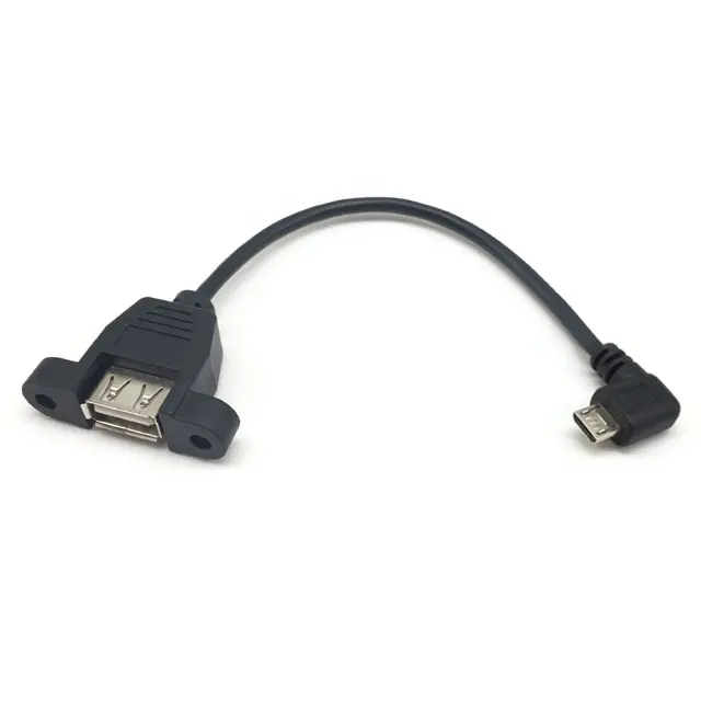 Angle droit Micro USB type A Femelle Montage sur Panneau