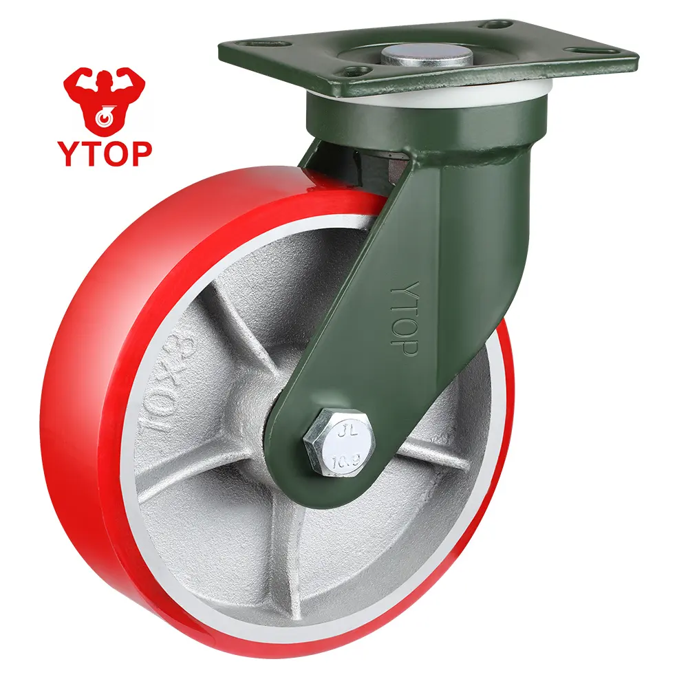 YTOP 75mm largura roda super heavy duty rodízio núcleo de ferro pu roda giratória