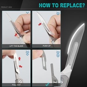 Opvouwbare <span class=keywords><strong>Scalpel</strong></span> Roestvrij Staal Edc Outdoor Uitpakken Zakmes Met 10 Stuks #24 Vervangbare Messen - Product Image 5