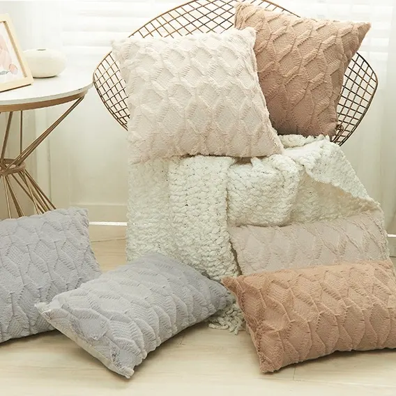 Wholesale 18x18 inch Modern Geometric Soft Plush Short Faux Wool Decorative Boho Pillow Case Cushion Cover for Car Home Decor