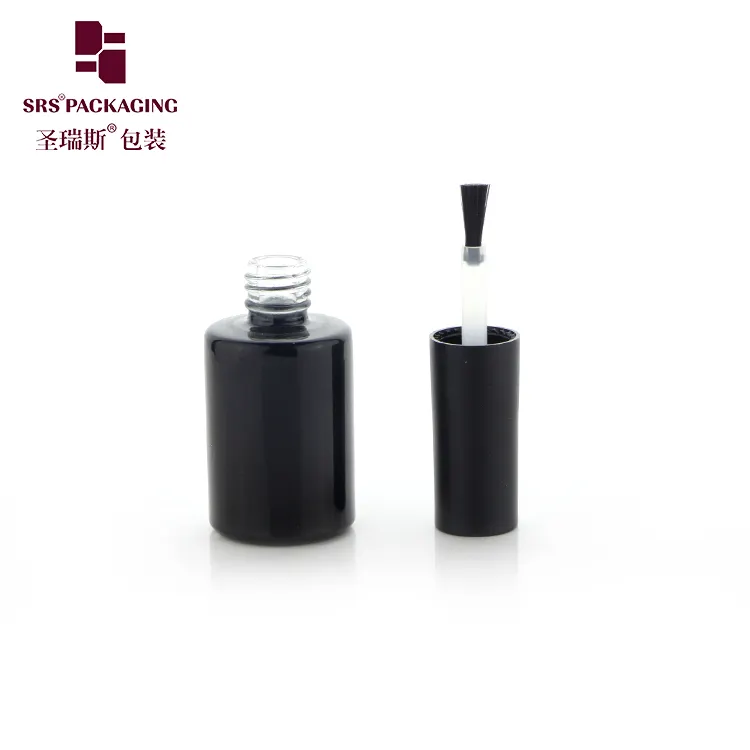 Mini botella de cristal para uñas negra al por mayor de 10ml, botella redonda vacía para esmalte de uñas para Gel UV