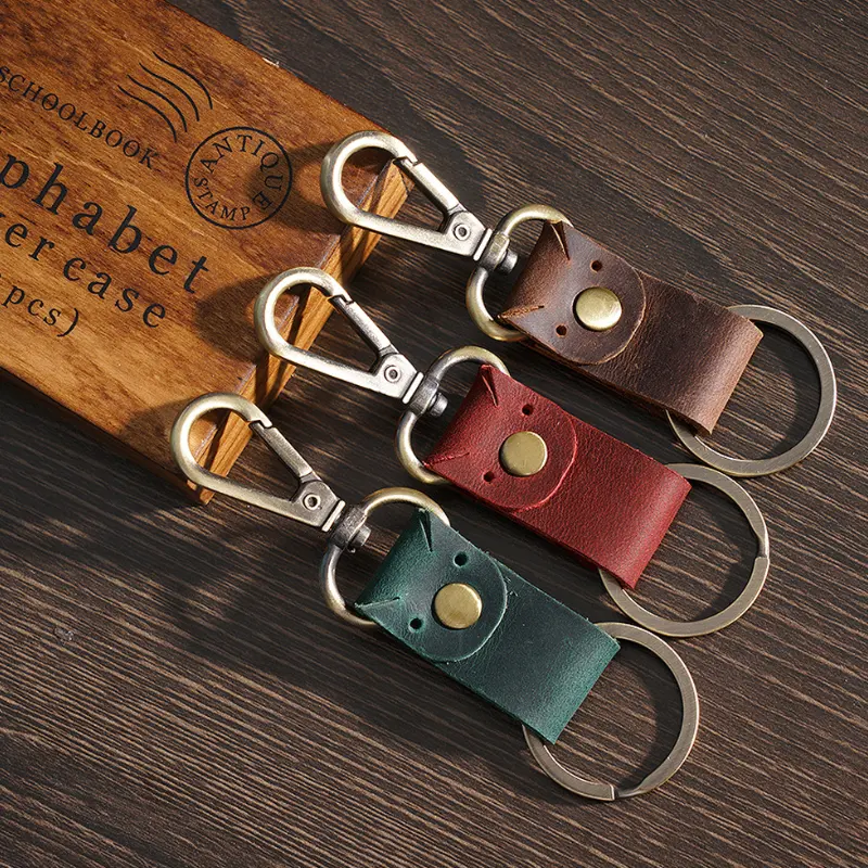 แหวนพวงกุญแจหนังแท้พวงกุญแจของขวัญพวงกุญแจวินเทจ cowhide CRAFT keychain ถอดออกได้