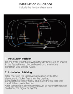 Yinzam F7 3 Cameras Dash Cam Front Left and Right Cameras Night Vision Simultaneous Recording Video <strong>Camera</strong> Wide Angle for Car - Product Image 6