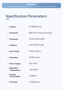 Kompaktes WiFi 7-Modul für IoT-Geräte-802.11be, 3.0Gbps, Bluetooth 5.4, USB 2.0, FCC/CE/KC-zertifiziert