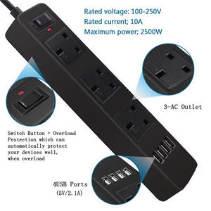 Manufacturer Direct Sale 4 USB Port 3 Outlet Power <strong>Socket</strong> <strong>Switch</strong> Universal Plug <strong>Socket</strong> <strong>Multi</strong> <strong>Socket</strong> Plug - Product Image 4
