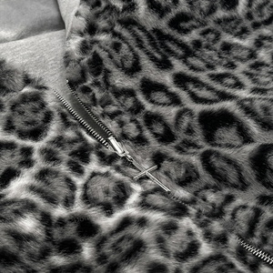 Benutzer definierte dicke schwere reversible Doppels chicht Pelz Boxy Fit Cropped Cheetah Leopard Zip Up Man Hoodies Jacke Hersteller - Product Image 4