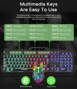 Juego de teclado y ratón de ordenador T21 para interfaz USB con cable de Esports, 104 teclas, tacto mecánico brillante colorido para juegos - Product Image 6
