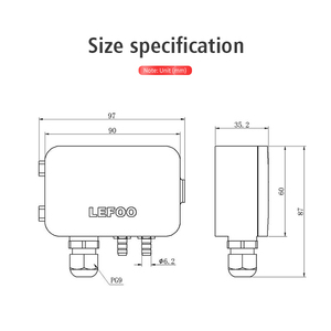 LEFOO-transmisor de presión diferencial de aire, salida RS485 analógica LCD, Sensor de presión de Bajo diferencial - Product Image 6