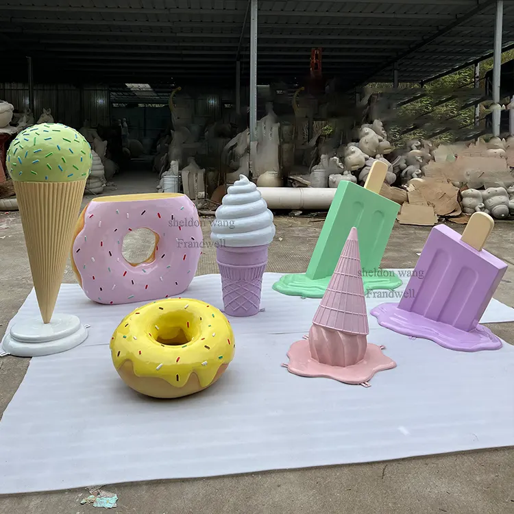 Adornos de macarrón para magdalenas, decoración de cono de helado ligero verde de 3 pies, rosa pastel, piruleta, bastón de caramelo