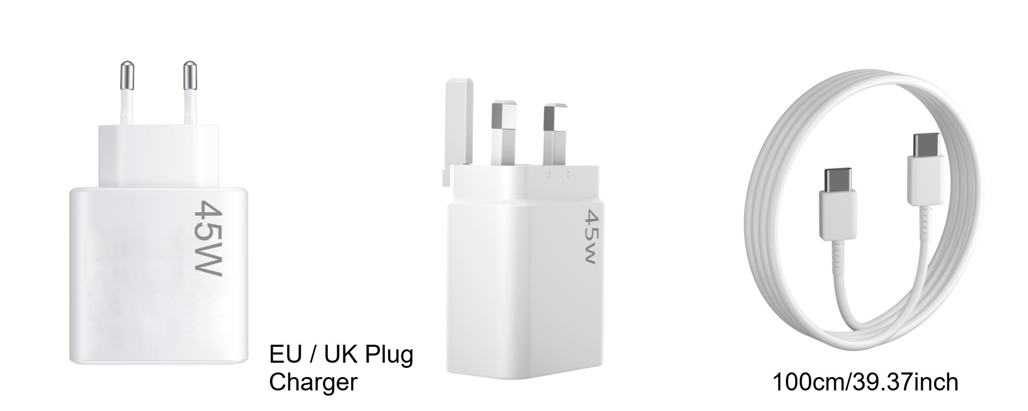 Cargador blanco / cargador + cable de 1 metro