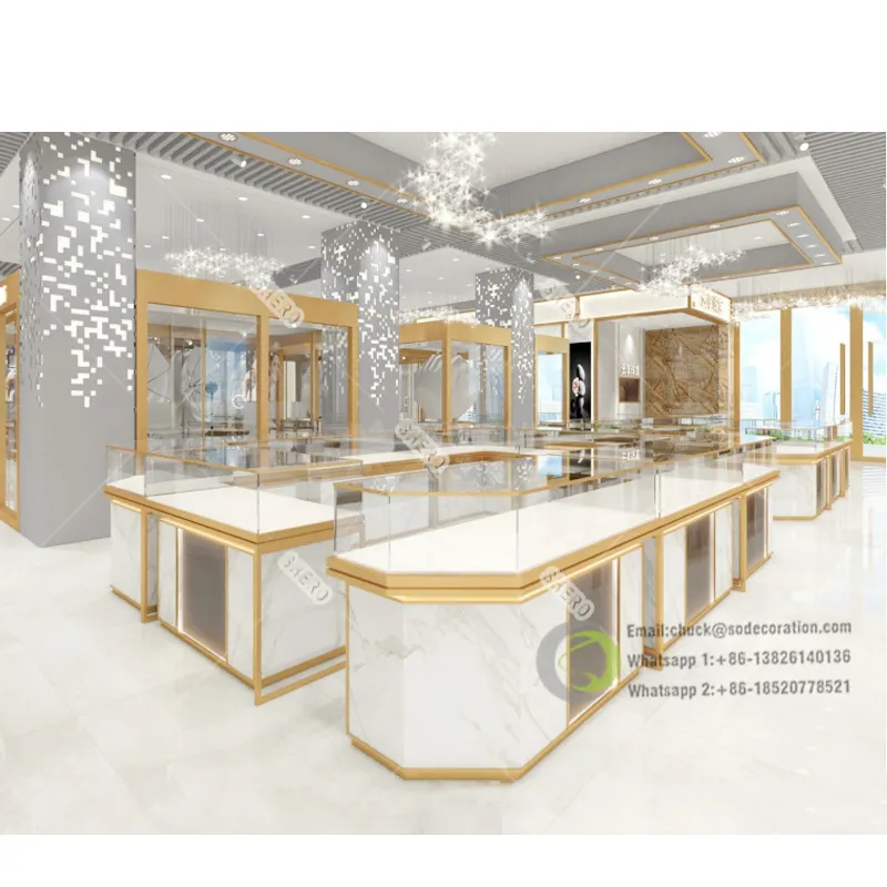 Vitrina de cristal de fabricantes profesionales para joyería de oro, diseño de muebles, Mostrador de exhibición de joyería, quioscos para Centro Comercial
