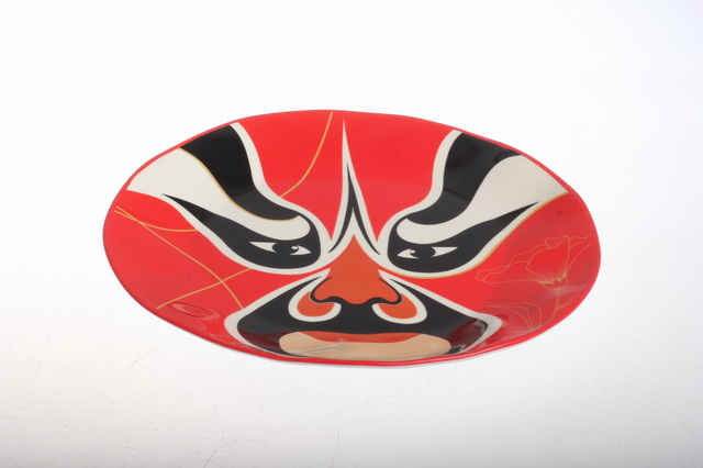 Assiette de table 26 cm avec bord rouge et décalcomanie