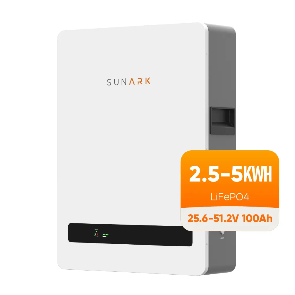 Sunark Lifepo4 بطاريات باور وول 2.5 كيلو وات بالساعة 3 كيلو وات بالساعة 4 كيلو وات بالساعة 5 كيلو وات بالساعة 25.6 فولت 51.2 فولت 100 أمبير بالساعة سعر بطارية أيون الليثيوم للطاقة الشمسية