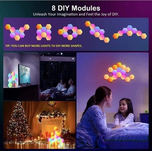 Aoying altıgen duvarlar için LED ışık s, akıllı RGBIC müzik Sync oyun odası dekoratif aydınlatma, oyuncular için RGB LED ışık ışık panelleri - Product Image 6
