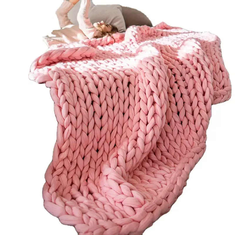 Wanhe cobertor malha robusta chenille, jogar quente macio com sofá cama boho decoração de casa