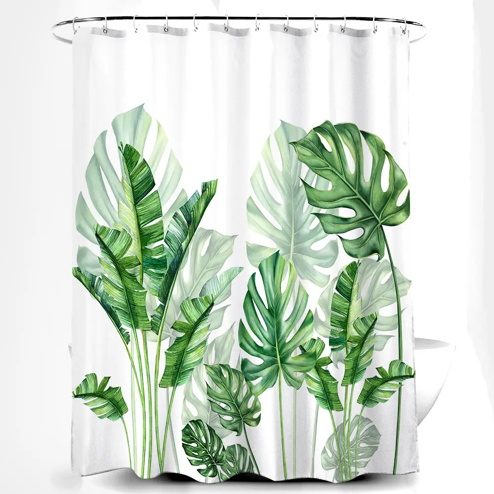 Dusch vorhänge für Badezimmer-Tropische Blätter Pflanze auf weißem Hintergrund Geruchloser Vorhang für Badezimmer duschen und Badewannen