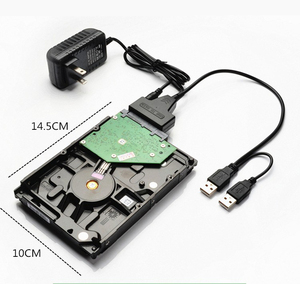 Dual <strong>USB</strong> 2.0 to SATA Adapter Cable 2.5 Inch 3.5 Inch Mechanical SSD HDD Hard Disk Adapter with 5.5mm DC Power Port - Product Image 4
