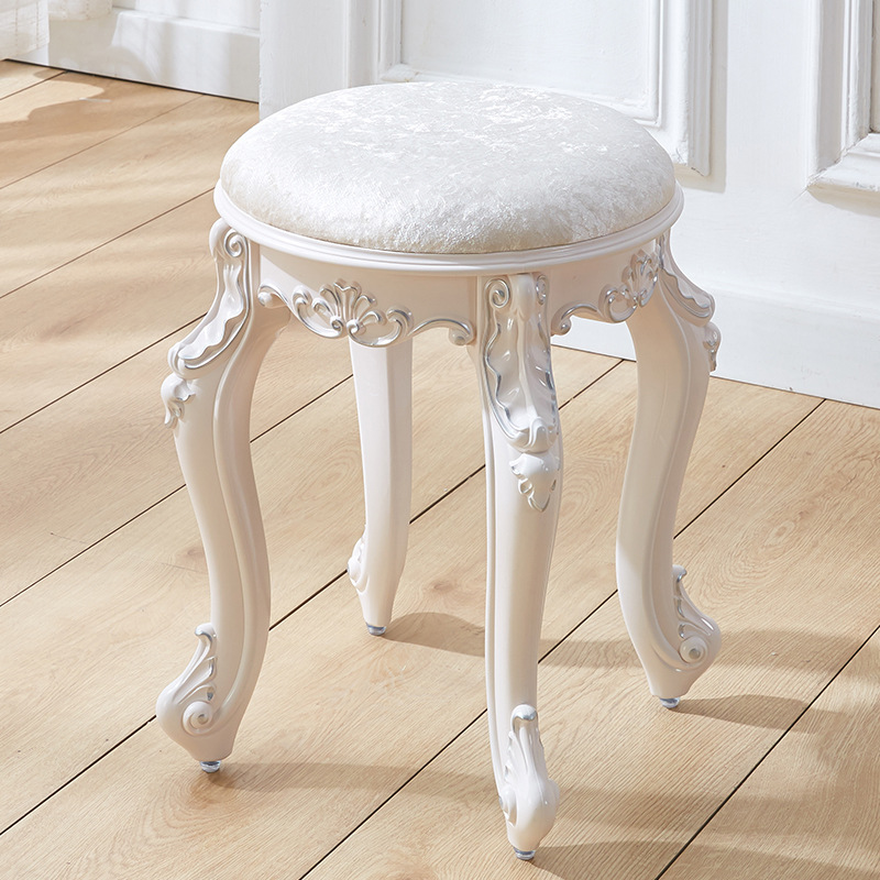 Tabouret rond en velours peint en argent, hauteur 43 cm