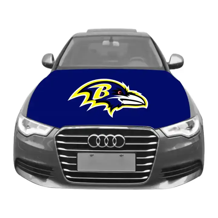 Bandeira de cobertura de carro esportiva da liga de futebol americano impressa personalizada bandeira de cobertura de carro do time Baltimore Ravens NFL