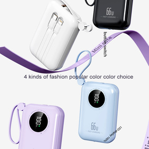 2025 yeni küçük taşınabilir şarj 10000mah Powerbanks hızlı şarj dahili 2 kablolar için taşınabilir şarj cihazı LED ekran telefon - Product Image 5