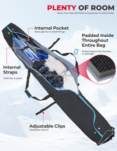 Ski Bag 360&deg; Fully Padded Ski Bag Fit Skis up to 200cm Water-resistant <strong>and</strong> Durable Perfect for Road Trips Air Travel Transport - Product Image 3