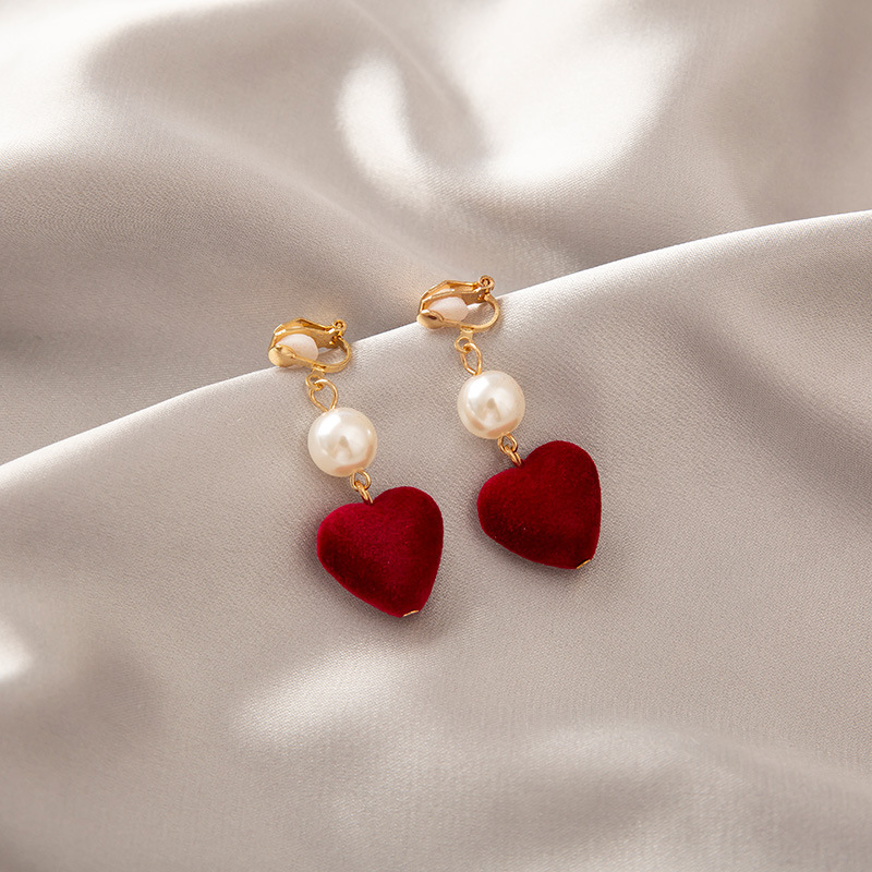 8- (G1) Love Burgundy Ear Clips Short