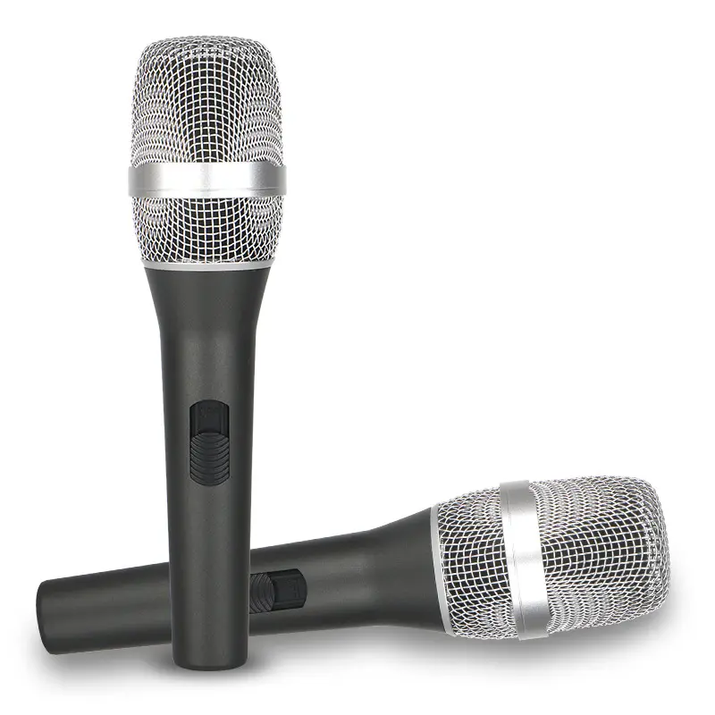 Mikrofon Vokal berkabel Supercardioid dinamis, Mikrofon logam portabel dengan sakelar On/Off bagus untuk bernyanyi