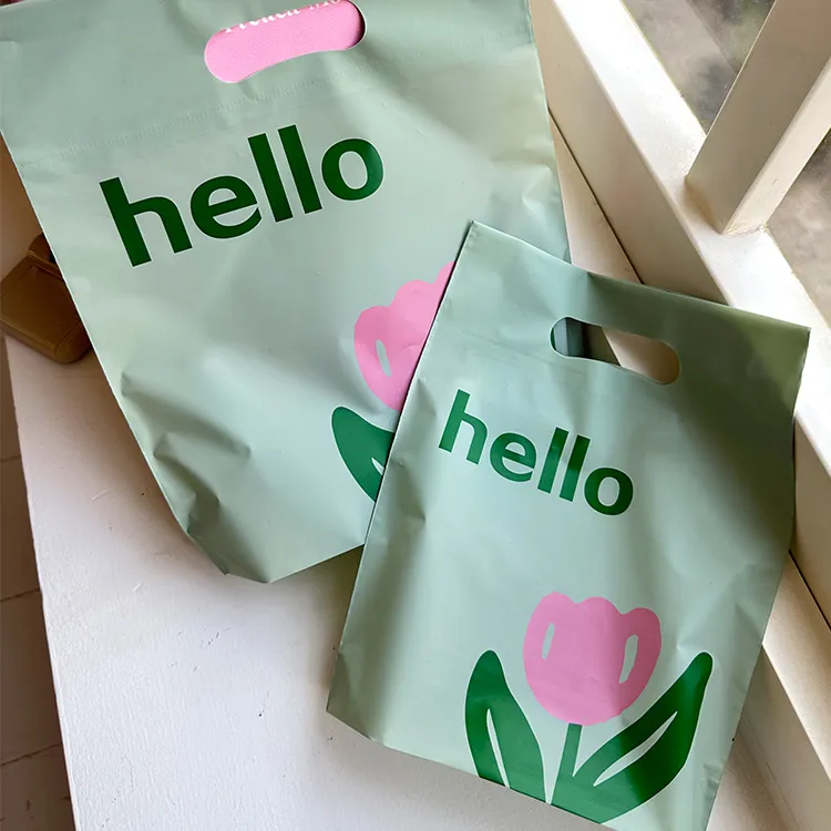 50 pièces/lot tulipe vert menthe sous-vêtements givrés soutien-gorge bijoux cosmétiques vêtements sac à provisions en plastique