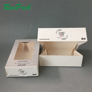 Cheap Custom Printing Biodegradable to Go Food Packaging Containers Takeaway Sushi Paper Box with clear Window
