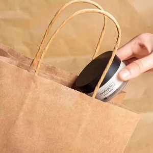 Bolsa de papel Kraft marrón liso con asa de hilo trenzado, bolsas de papel personalizadas con su propio logotipo - Product Image 6