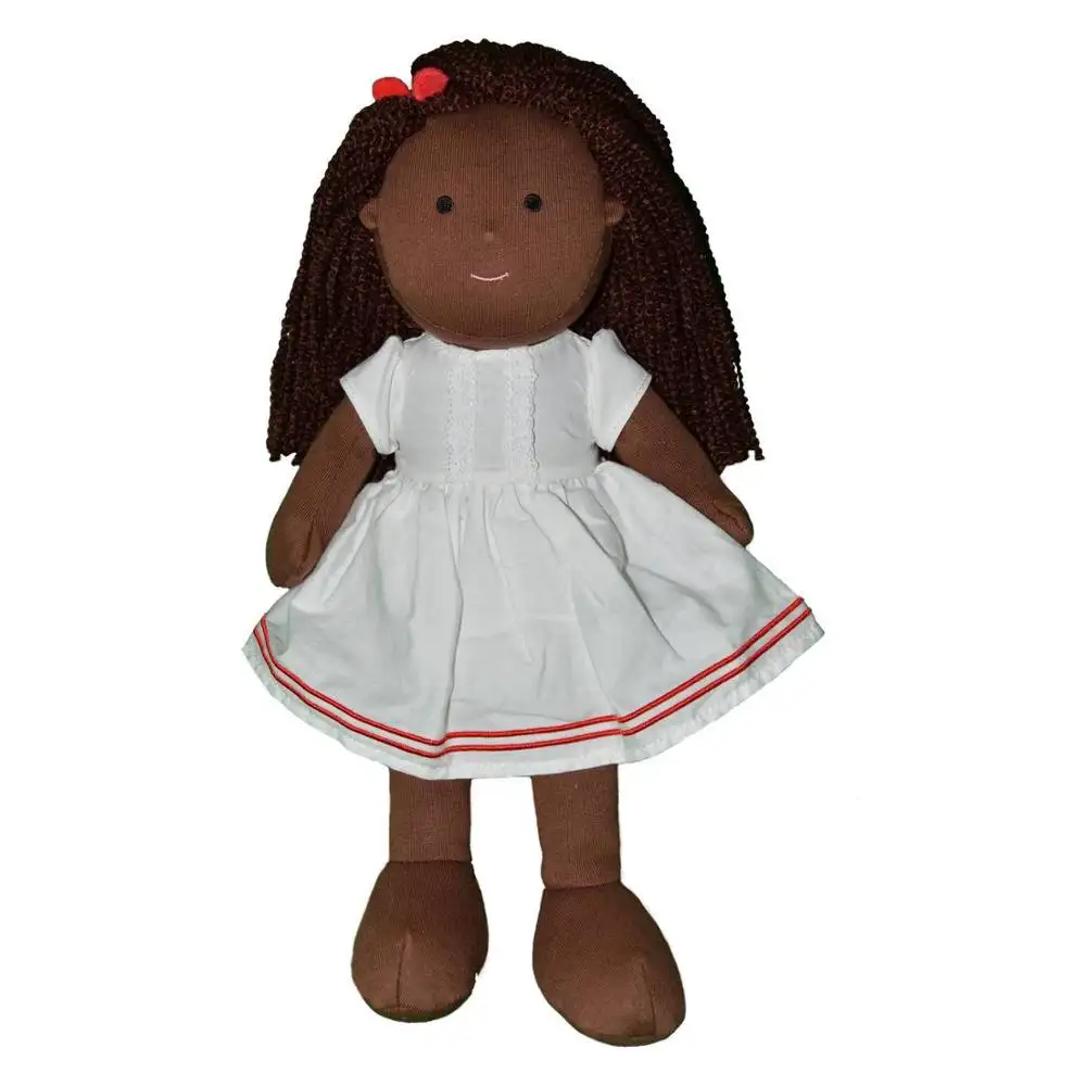 Personalizzato 32cm vestiti rimovibili morbido peluche nero capelli naturali ragazza bambola di pezza africana