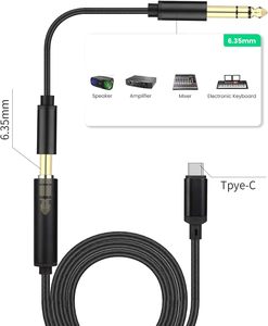 DAJIANG özelleştirilmiş USB C 6.35mm TRS ses kablosu PVC ceket AUX adaptör kablosu ile Stereo jak ses amplifikatörleri OEM - Product Image 2