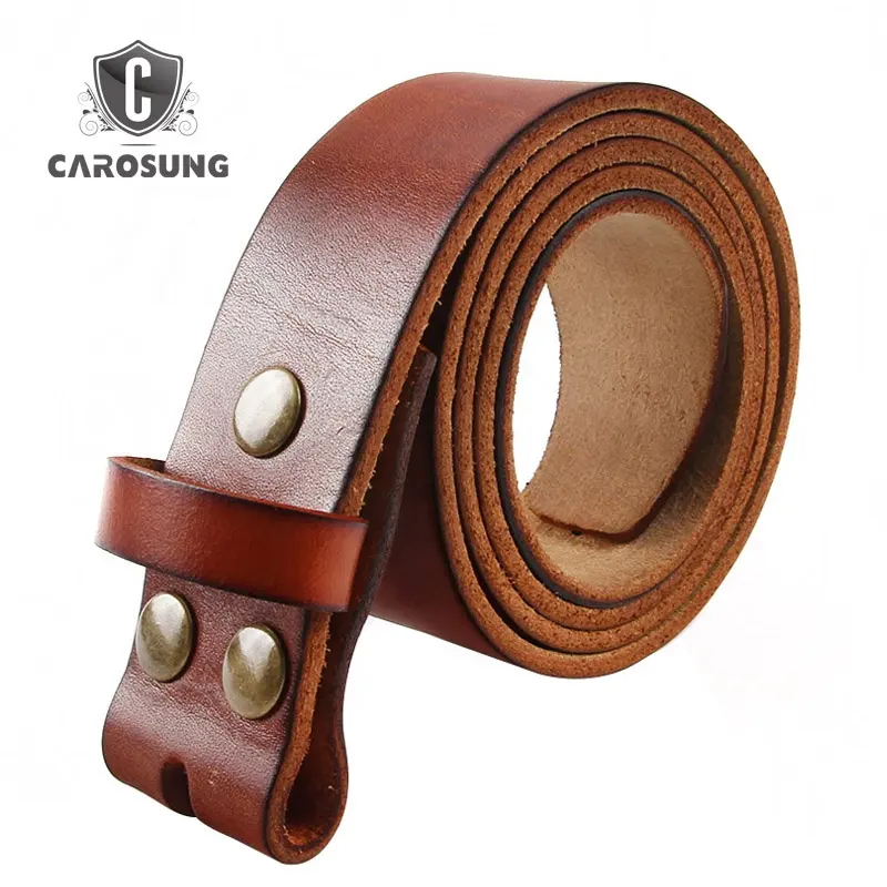 CAROSUNG Custom Wholesale Snap Belt Strap Full Grain Leather Belt Without Buckles