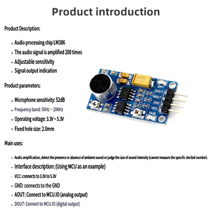 Arduino LM386 ses algılama sensörü modülü ses kontrol modülü LM386 ile uyumlu