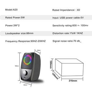 RGB LED aydınlatma pili ile taşınabilir Mini harici USB Stereo hoparlör Powered ve partiler ve ses kutuları için tak ve çalıştır - Product Image 5