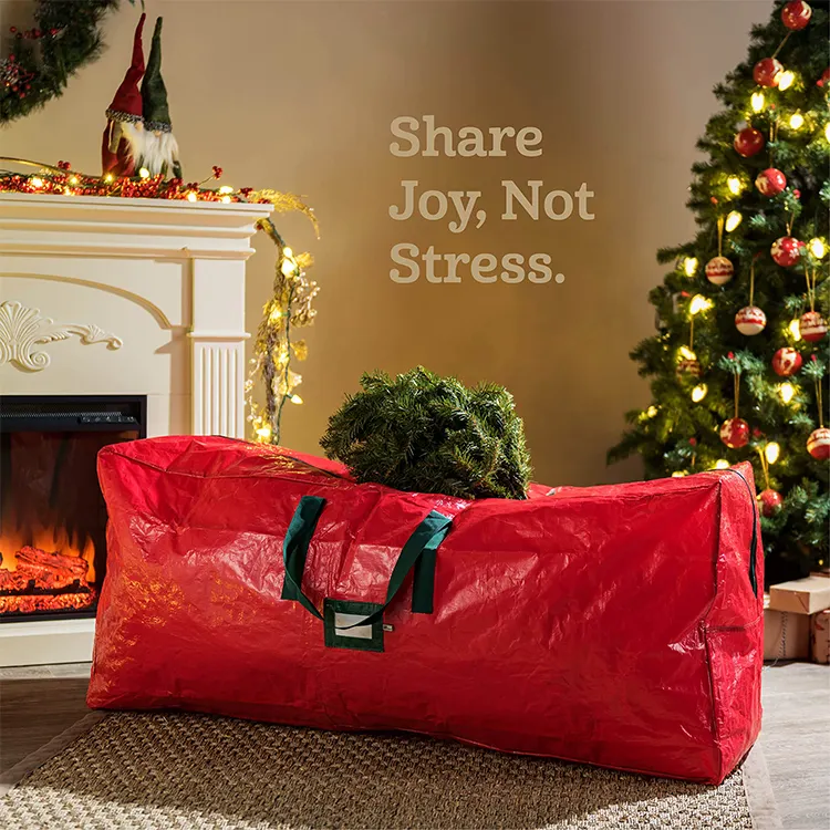 आसान ले जाने और परिवहन फोल्डेबल लाल क्रिसमस ट्री स्टोरेज बैग